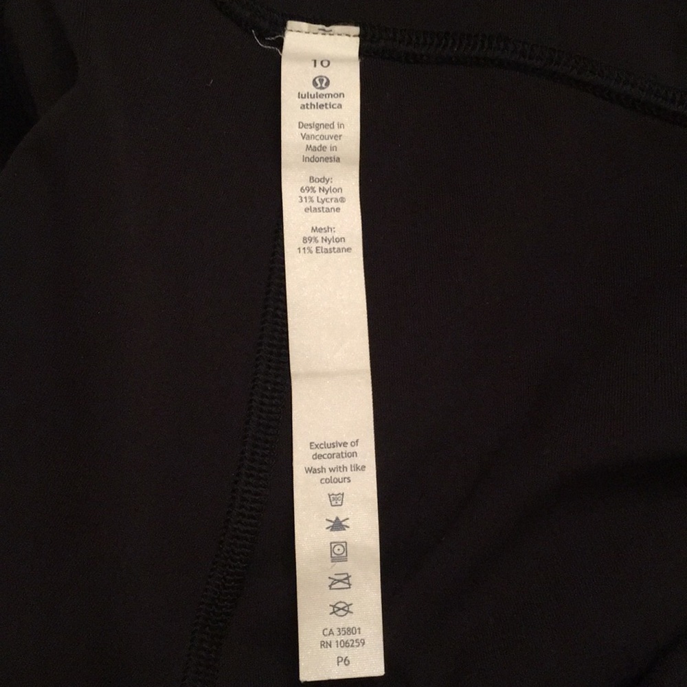 Lululemon Train Times Crop 17”. Black. Size 10. - Picture 4 of 4